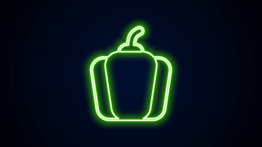Glowing neon line Bell pepper or sweet capsicum icon isolated on black background. 4K Video motion graphic animation. | Shutterstock HD Video #1105543909