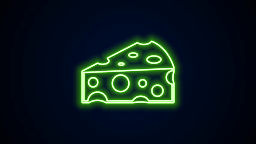 Glowing neon line Cheese icon isolated on black background. 4K Video motion graphic animation. | Shutterstock HD Video #1105543911