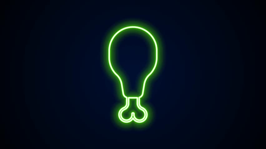 Glowing neon line Chicken leg icon isolated on black background. Chicken drumstick. 4K Video motion graphic animation. | Shutterstock HD Video #1105543919
