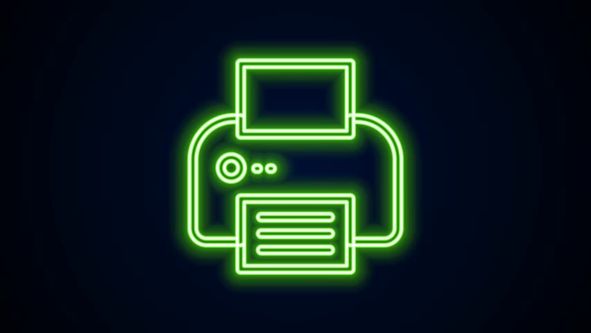 Glowing neon line Printer icon isolated on black background. 4K Video motion graphic animation. | Shutterstock HD Video #1105543941