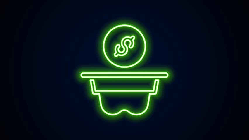 Glowing neon line Donation money icon isolated on black background. Hand give money as donation symbol. Donate money and charity concept. 4K Video motion graphic animation. | Shutterstock HD Video #1105543949