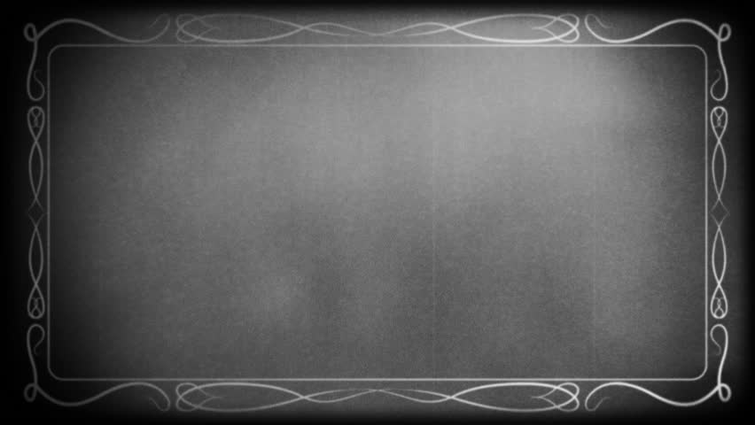 Retro effect. Recreated frame from a silent film era. Old text frame in the style of silent movies. Flickering film projector background. Scratched film.