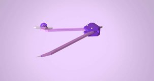Animation of purple compass spinning over purple background. Learning, education and school concept digitally generated video.