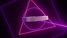 Animation of purple magnetic horse shoe spinning over neon shapes on black background. Global science, computing, digital interface and data processing concept digitally generated video. - Powered by Shutterstock - Get 15% off with code: PIKWIZARD15