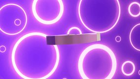 Animation of purple magnetic horse shoe spinning over neon circles on purple background. Global science, computing, digital interface and data processing concept digitally generated video. - Powered by Shutterstock - Get 15% off with code: PIKWIZARD15