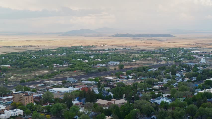 High angle view of the cityscape of Raton at New Mexico