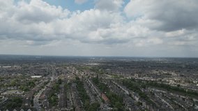Drone video of the London suburbs from above.
