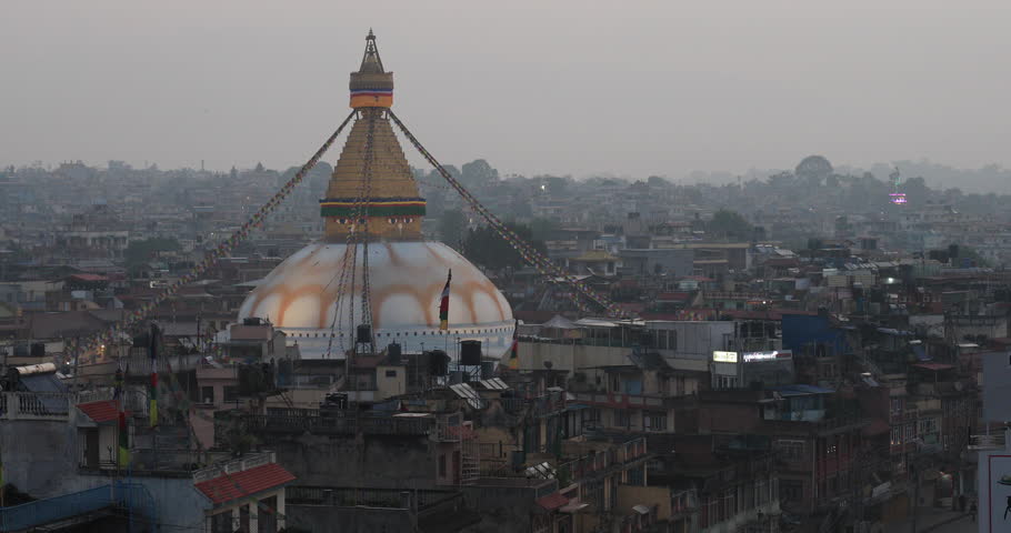 Boudhanath Temple and Stupa in Kathmandu in Nepal.