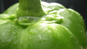 Macro video captures the vibrant green bell peppers glistening with droplets of water. The probe lens reveals intricate details, making it a visually stunning sight. Bell peppers background
 - Powered by Shutterstock - Get 15% off with code: PIKWIZARD15