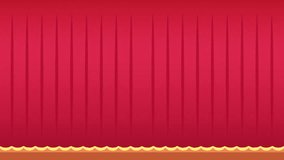 Animation of an illustration of a stage red curtain opening and closing