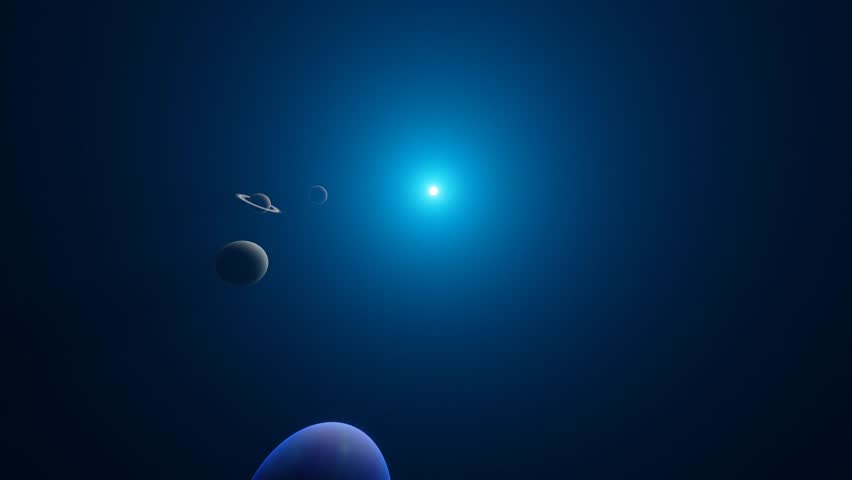 3D animation showing the 4 biggest planets in our solar system: Jupiter, Saturn, Venus and Neptune.