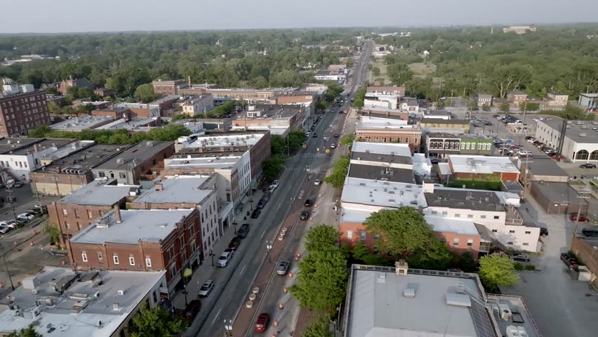 Downtown Ypsilanti, Michigan with drone video moving in a circle. Royalty-Free Stock Footage #1105593063