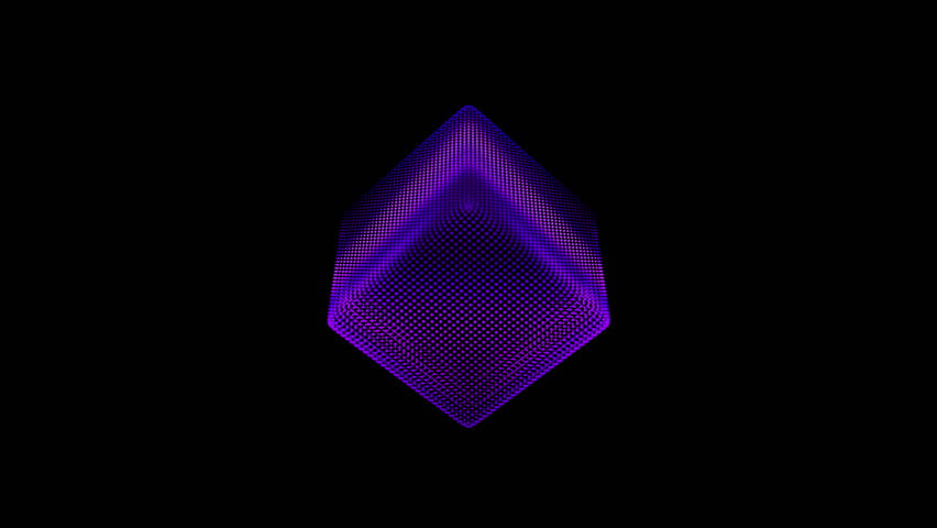 Looped distortion waves on abstract cube of particles. Digital data splash of box point array. Futuristic glitch UI element. 3D Illustration | Shutterstock HD Video #1105594539