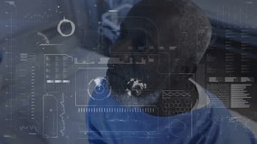 Animation of data processing over african american male doctor. Global medicine, connections, digital interface, computing and data processing concept digitally generated video. - Powered by Shutterstock - Get 15% off with code: PIKWIZARD15