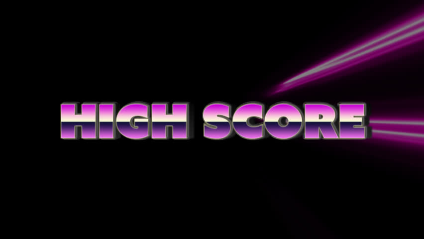 Animation of high score text over neon light trails on black background. Global video game, computing and data processing concept digitally generated video. - Powered by Shutterstock - Get 15% off with code: PIKWIZARD15