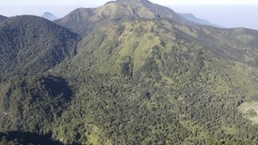 Aerial view of clear peak Mongkrang hills near Lawu Mountain, Indonesia