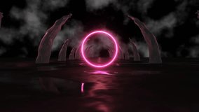 VJ Loop Halloween motion graphics tunnel. Circle in the middle with a place for text. Seamless loop video perfect for VJ thematic sets and gothic festivals, Halloween rave parties