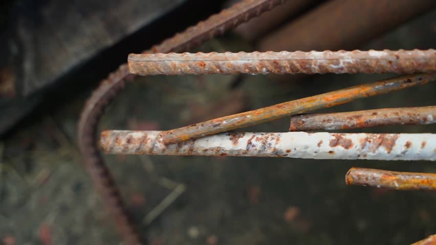 Metal bars and wire in rust closeup Royalty-Free Stock Footage #1105608895