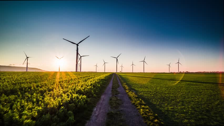 Aerial view of sunset with renewable energy | Shutterstock HD Video #1105609073