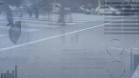 Animation of financial data processing over busy city street. Global business, finances, computing and data processing concept digitally generated video. - Powered by Shutterstock - Get 15% off with code: PIKWIZARD15
