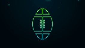Glowing neon line Rugby ball icon isolated on black background. 4K Video motion graphic animation. - Powered by Shutterstock - Get 15% off with code: PIKWIZARD15