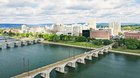 Aerial view of Harrisburg, PA skyline. Harrisburg is the capital of state and houses the government for the U.S. state of Pennsylvania