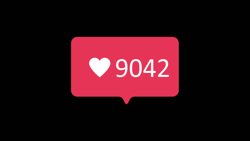 Notification animation of social media increasing likes hearts on transparent background with alpha matte  | Shutterstock HD Video #1105636139