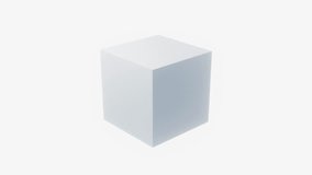 A light gray cube rotates on its vertical axis in a blank empty space. Looping video. Infinite repeating pattern. 3D Rendering - Powered by Shutterstock - Get 15% off with code: PIKWIZARD15