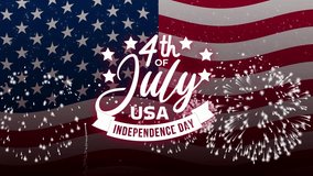 Happy July 4th Independence day celebration, Memorial Day of USA. Flag of United States waving with fireworks. Happy 4th of July Independence Day. - Powered by Shutterstock - Get 15% off with code: PIKWIZARD15