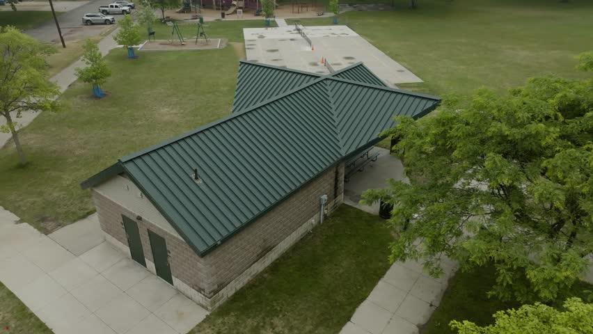 Aerial view of recently installed Pickleball courts at a local park.