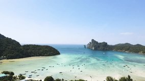 Drone video cameras, islands in Krabi National Park, Thailand, tourist attractions, beautiful beaches that everyone in the world must visit.