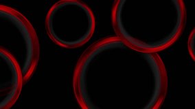 Bright red glossy rings tech abstract futuristic background. Seamless looping motion design. Video animation Ultra HD 4K 3840x2160