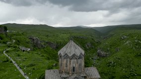 4k High resolution drone video of the beautiful Amberd Fortress- Armenia