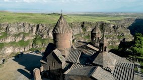 4k High definition drone video of the beautiful Saghmosavank church- Armenia