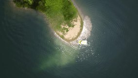 Kayaking drone shot mohamaya lake boat on a lake kaptai lake 