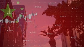 Animation of chinese flag and data processing against view of tall buildings. Computer interface and business data technology concept - Powered by Shutterstock - Get 15% off with code: PIKWIZARD15