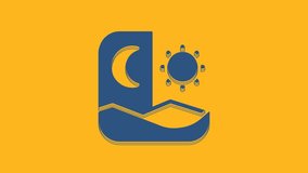 Blue Ramadan fasting icon isolated on orange background. Fast day and night. Religious fasting. 4K Video motion graphic animation. - Powered by Shutterstock - Get 15% off with code: PIKWIZARD15