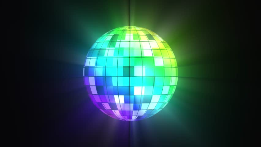 Dazzling Light Burst 3D Illustration With Colorful Dance Lighting And A Rotating Disco Ball. It