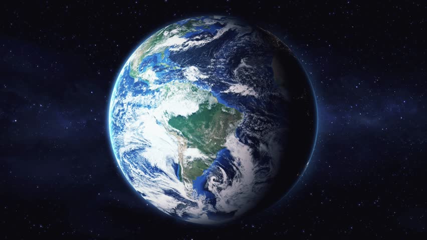 Earth zoom in from space to Chimbote, Peru in Main Square. Followed by zoom out through clouds and atmosphere into space. Satellite map top down panoramic view. Travel intro