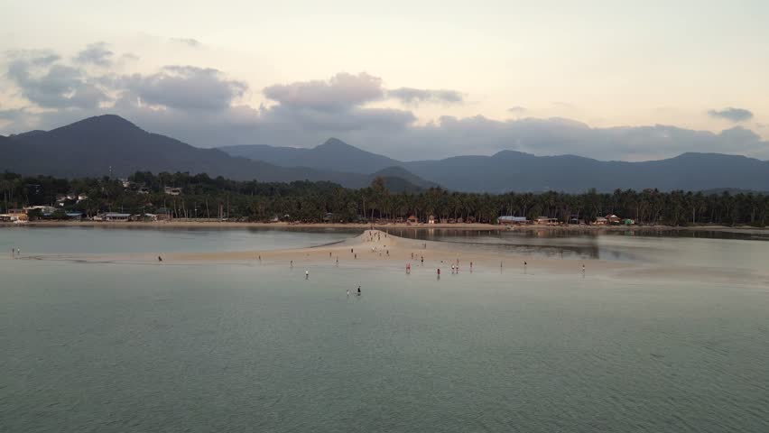 People at beach, Drone shots, sunset, Thailand, Ko phangan, Tropical Island
