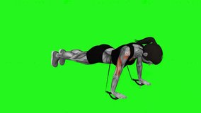 Band Push-up fitness exercise workout animation male muscle highlight demonstration at 4K resolution 60 fps crisp quality for websites, apps, blogs, social media etc.