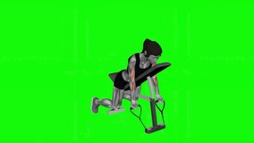 Band Prone Incline Curl fitness exercise workout animation male muscle highlight demonstration at 4K resolution 60 fps crisp quality for websites, apps, blogs, social media etc.