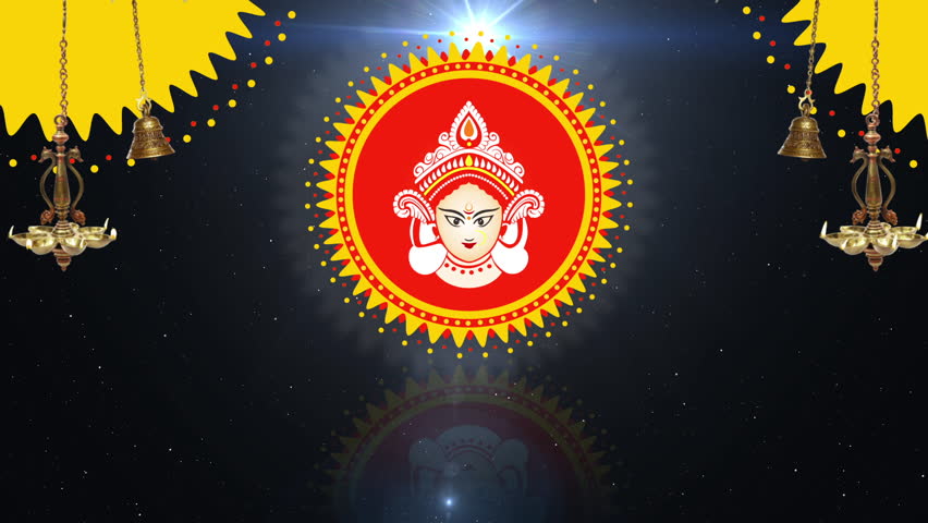 DURGA LED VIDEO BACKGROUND with Bell and Burning Lamp Royalty-Free Stock Footage #1105692735