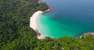 Phuket Thailand Sea beach travel No.1 in Thailand Aerial View beach drone frying over sea beach beautiful in nature View beach in good weather day Phuket 2023 version High quality video 4K ProRes422 