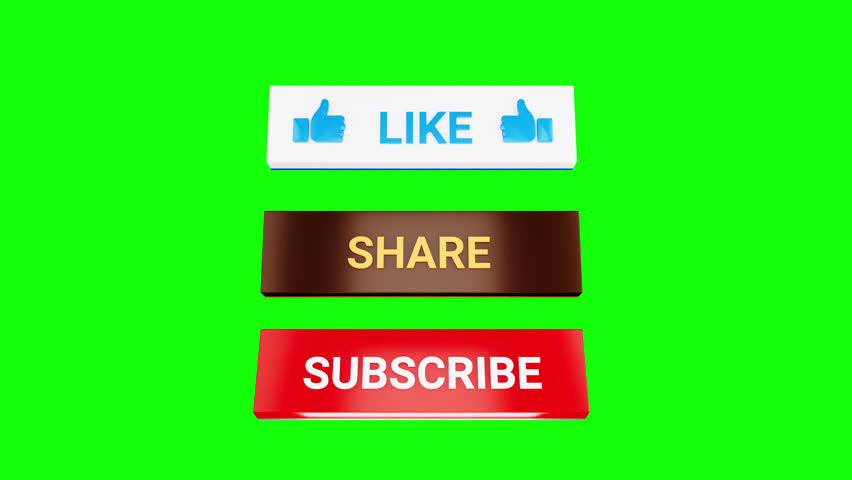 Like Share and Subscribe reminder 3d button with 4k alpha channel and Green Screen Background. Royalty-Free Stock Footage #1105700245