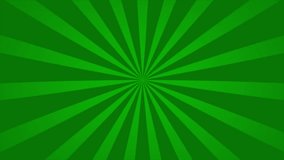 Abstract animation loop background radial lines rotate in green cartoon comic style.