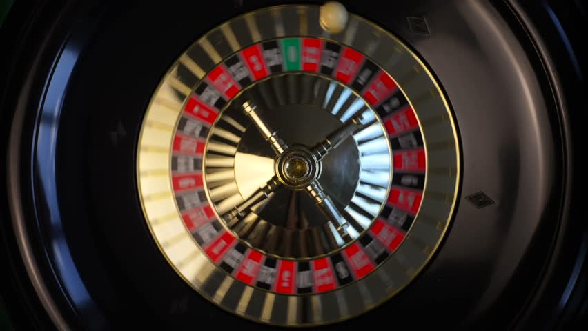 Overhead Roulette Wheel Spinning In Casino, Cinematic Royalty-Free Stock Footage #1105703571