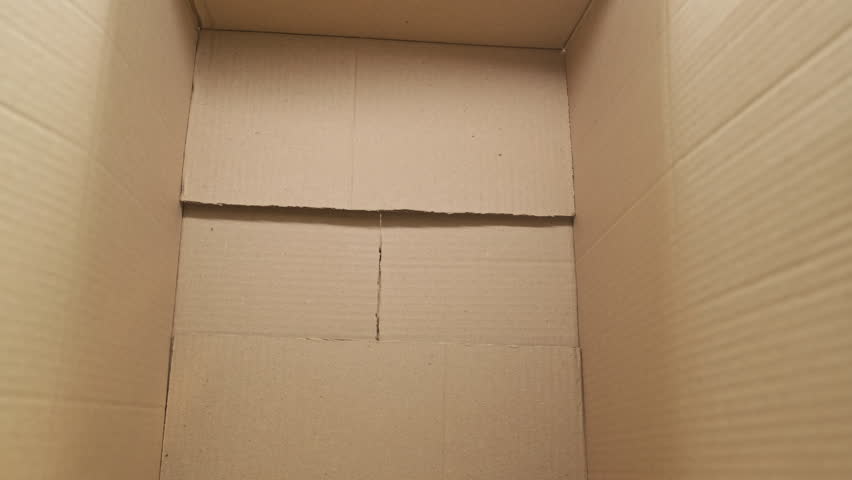 POV-shot of inside view of man opening box and surprisingly looking in it, gladly seeing gift | Shutterstock HD Video #1105706715