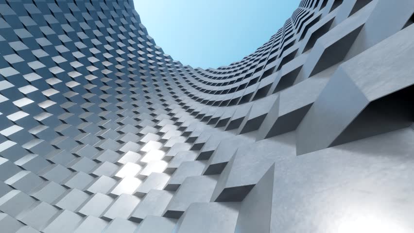 Abstract modern architecture with wavy facade, 3d rendering. Royalty-Free Stock Footage #1105708421