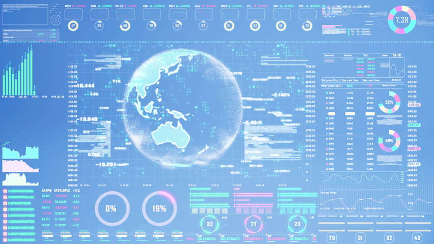 Coins stack increase with business data hologram. business growth concept. | Shutterstock HD Video #1105709443